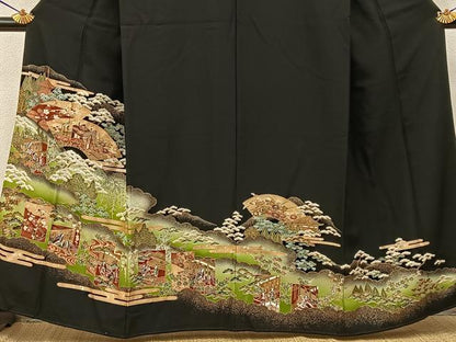 平和屋着物■豪華黒留袖　平安人物文　金銀彩　正絹　逸品　BAAY6301hj