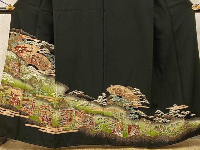 平和屋着物■豪華黒留袖　平安人物文　金銀彩　正絹　逸品　BAAY6301hj