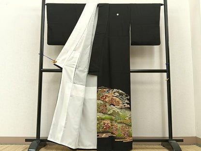 平和屋着物■豪華黒留袖　平安人物文　金銀彩　正絹　逸品　BAAY6301hj