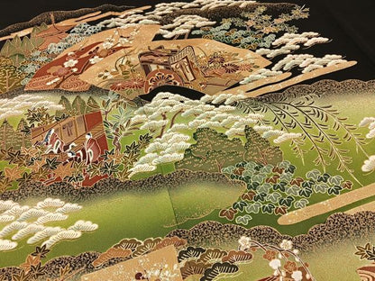 平和屋着物■豪華黒留袖　平安人物文　金銀彩　正絹　逸品　BAAY6301hj