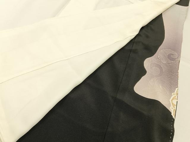 平和屋着物■豪華黒留袖　刺繍　飛鶴鏡裏花文　銀彩　正絹　逸品　BAAY6303hj