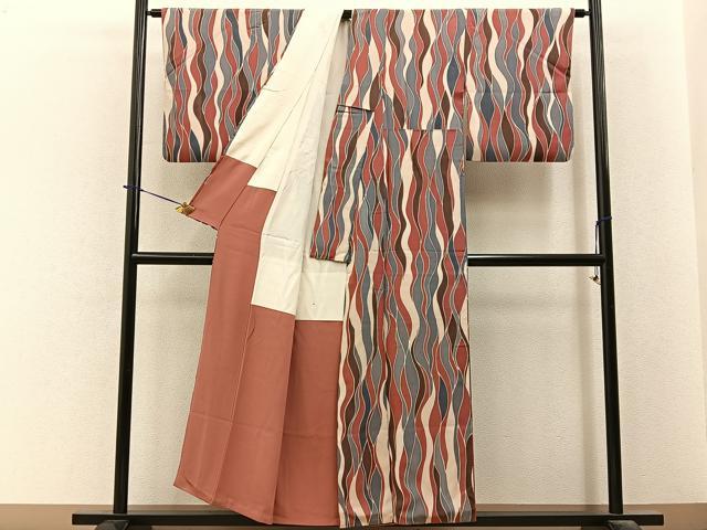 平和屋着物■上質な小紋　流線文　正絹　逸品　BAAY6304hj
