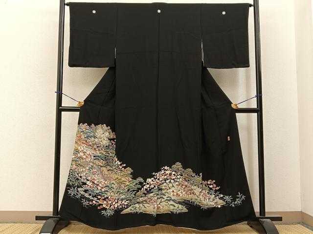 平和屋着物■豪華黒留袖　友禅　作家物　松竹梅　御所解文　正絹　逸品　BAAY6305hj