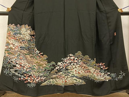 平和屋着物■豪華黒留袖　友禅　作家物　松竹梅　御所解文　正絹　逸品　BAAY6305hj