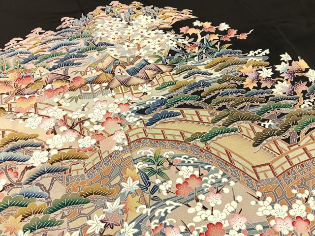 平和屋着物■豪華黒留袖　友禅　作家物　松竹梅　御所解文　正絹　逸品　BAAY6305hj