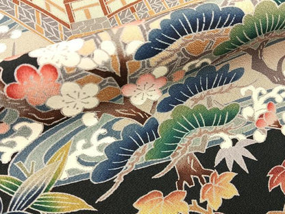 平和屋着物■豪華黒留袖　友禅　作家物　松竹梅　御所解文　正絹　逸品　BAAY6305hj