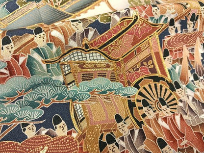 平和屋着物■豪華黒留袖　作家物　駒刺繍　大名行列　金彩　正絹　逸品　BAAY6306hj