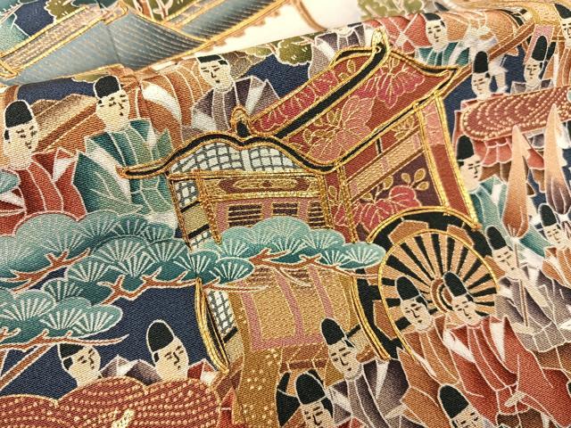 平和屋着物■豪華黒留袖　作家物　駒刺繍　大名行列　金彩　正絹　逸品　BAAY6306hj