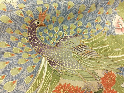 平和屋着物■豪華黒留袖　駒刺繍　孔雀花文　金彩　正絹　逸品　BAAY6308hj