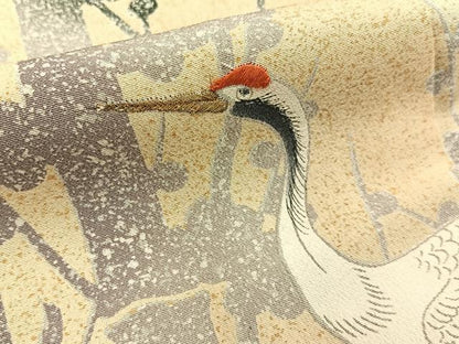 平和屋着物■豪華黒留袖　刺繍　群鶴　金糸　正絹　逸品　BAAY6310hj