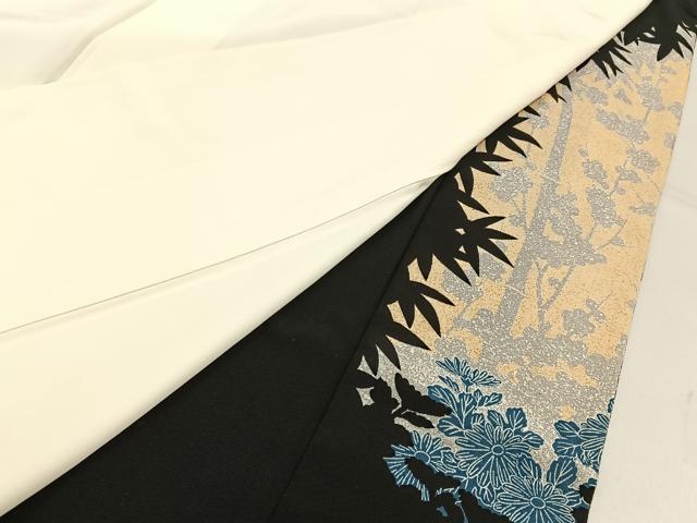 平和屋着物■豪華黒留袖　刺繍　群鶴　金糸　正絹　逸品　BAAY6310hj