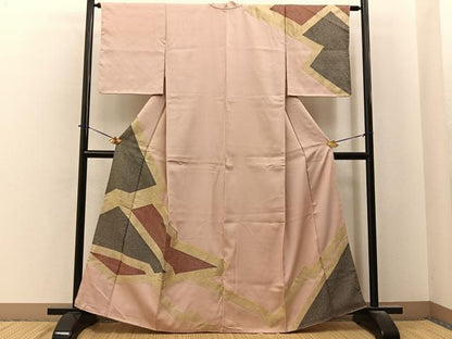 平和屋着物■訪問着　刺繍　幾何学文様　金糸　正絹　逸品　BAAY6312hj