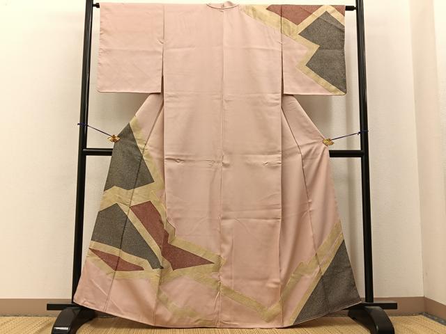 平和屋着物■訪問着　刺繍　幾何学文様　金糸　正絹　逸品　BAAY6312hj