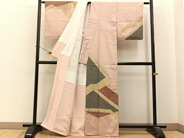 平和屋着物■訪問着　刺繍　幾何学文様　金糸　正絹　逸品　BAAY6312hj