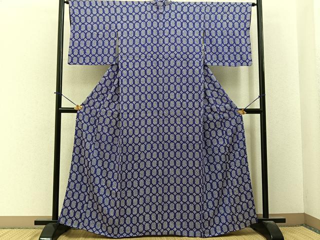 平和屋着物■上質な小紋　総絞り　亀甲文様　正絹　逸品　BAAY6317hj