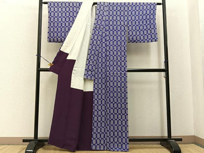 平和屋着物■上質な小紋　総絞り　亀甲文様　正絹　逸品　BAAY6317hj