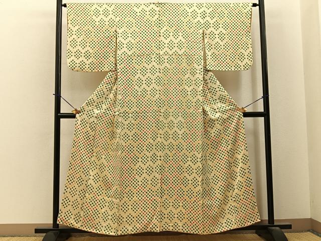 平和屋着物■上質な小紋　総絞り　亀甲文様　正絹　逸品　BAAY6318hj