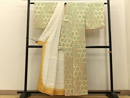 平和屋着物■上質な小紋　総絞り　亀甲文様　正絹　逸品　BAAY6318hj