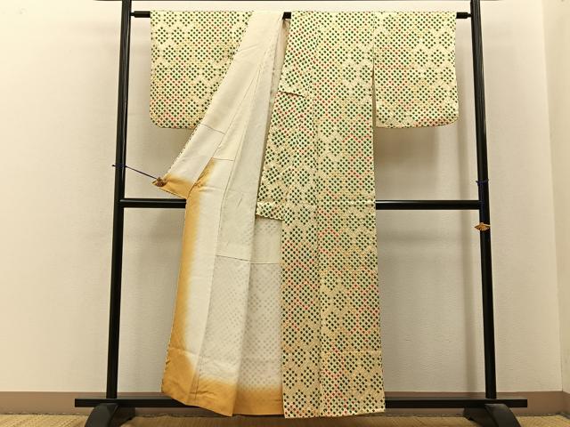 平和屋着物■上質な小紋　総絞り　亀甲文様　正絹　逸品　BAAY6318hj
