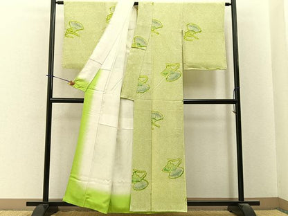 平和屋着物■上質な小紋　総絞り　扇面文　正絹　逸品　BAAY6319hj