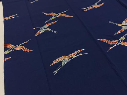 平和屋着物■上質な小紋　型染め　飛鶴文　鬼しぼ縮緬　正絹　逸品　BAAY6322hj