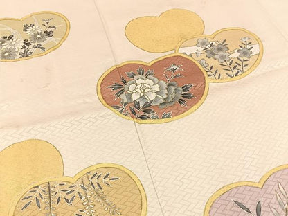 平和屋着物●洗える最高級着物　＜英＞はなぶさ謹製　訪問着　草花文　金彩　洗える着物　BAAY6323hj