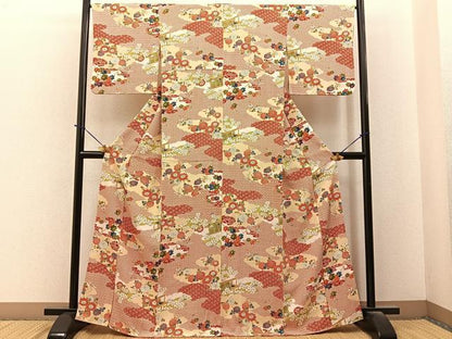 平和屋着物■上質な小紋　雲取風景花文　正絹　逸品　BAAY6331hj