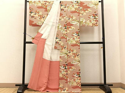 平和屋着物■上質な小紋　雲取風景花文　正絹　逸品　BAAY6331hj
