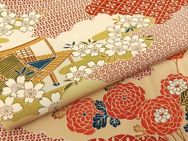 平和屋着物■上質な小紋　雲取風景花文　正絹　逸品　BAAY6331hj