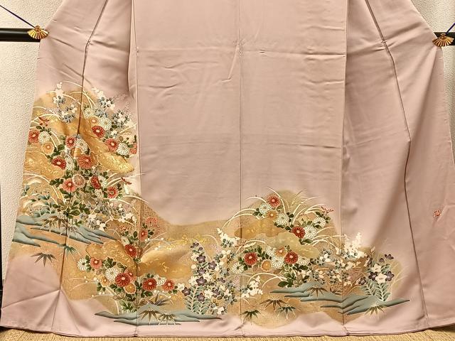 平和屋着物■豪華色留袖　作家物　駒刺繍　雲隠れ秋草文　暈し染め　金彩　正絹　逸品　未使用　BAAY6333hj