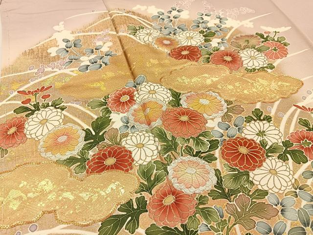 平和屋着物■豪華色留袖　作家物　駒刺繍　雲隠れ秋草文　暈し染め　金彩　正絹　逸品　未使用　BAAY6333hj