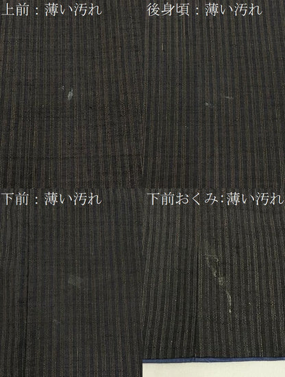 平和屋着物■男性　紬　縞　黒地　正絹　逸品　BAAY6337hj