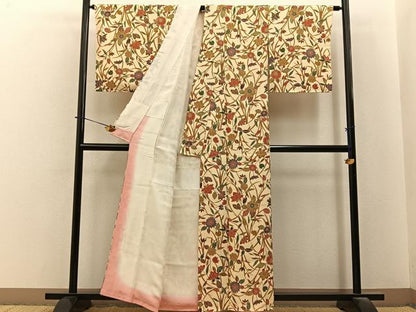 平和屋着物■上質な小紋　草花文　正絹　逸品　BAAY6339hj