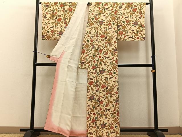 平和屋着物■上質な小紋　草花文　正絹　逸品　BAAY6339hj