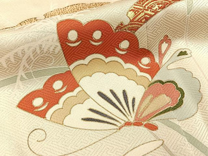 平和屋着物■訪問着　駒刺繍　舞蝶文　金彩　正絹　逸品　BAAY6340hj