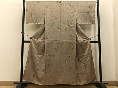 平和屋着物■上質な小紋　破れ色紙宝尽くし花文　正絹　逸品　未使用　BAAY6341hj