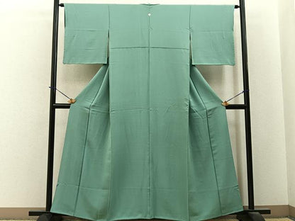 平和屋着物■本草木染作家　瑞寶　色無地　薄萌葱色　正絹　逸品　BAAY6343hj