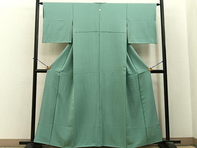 平和屋着物■本草木染作家　瑞寶　色無地　薄萌葱色　正絹　逸品　BAAY6343hj