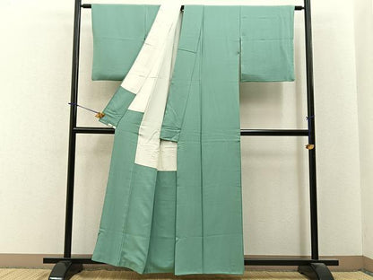 平和屋着物■本草木染作家　瑞寶　色無地　薄萌葱色　正絹　逸品　BAAY6343hj