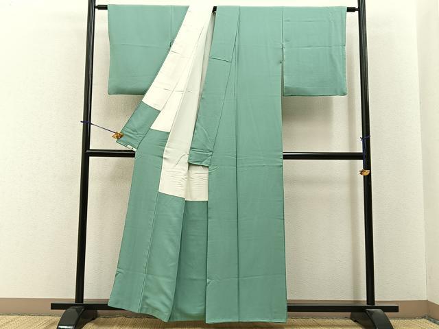 平和屋着物■本草木染作家　瑞寶　色無地　薄萌葱色　正絹　逸品　BAAY6343hj