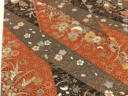 平和屋着物■上質な小紋　吉祥花文　金彩　正絹　逸品　BAAY6344hj