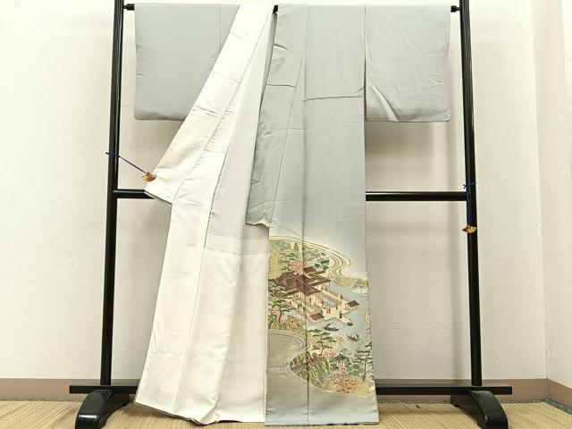 平和屋着物■豪華色留袖　寿光織　人物風景文　暈し染め　金糸　正絹　逸品　BAAY6348hj