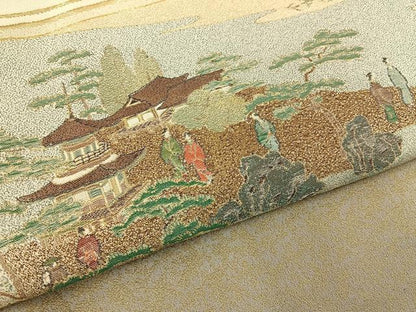 平和屋着物■豪華色留袖　寿光織　人物風景文　暈し染め　金糸　正絹　逸品　BAAY6348hj