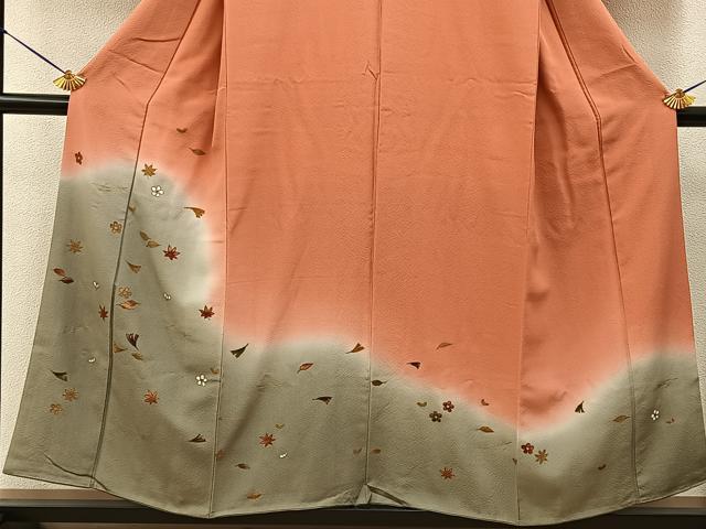 平和屋着物■訪問着　吹き寄せ文　暈し染め　金彩　正絹　逸品　BAAY6349hj