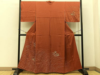 平和屋着物■訪問着　刺繍　竹垣花文　金銀彩　正絹　逸品　BAAY6351hj