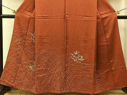 平和屋着物■訪問着　刺繍　竹垣花文　金銀彩　正絹　逸品　BAAY6351hj