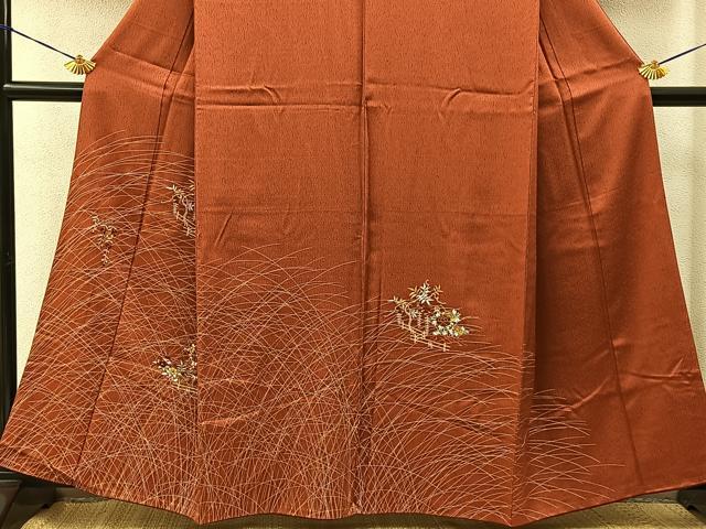 平和屋着物■訪問着　刺繍　竹垣花文　金銀彩　正絹　逸品　BAAY6351hj