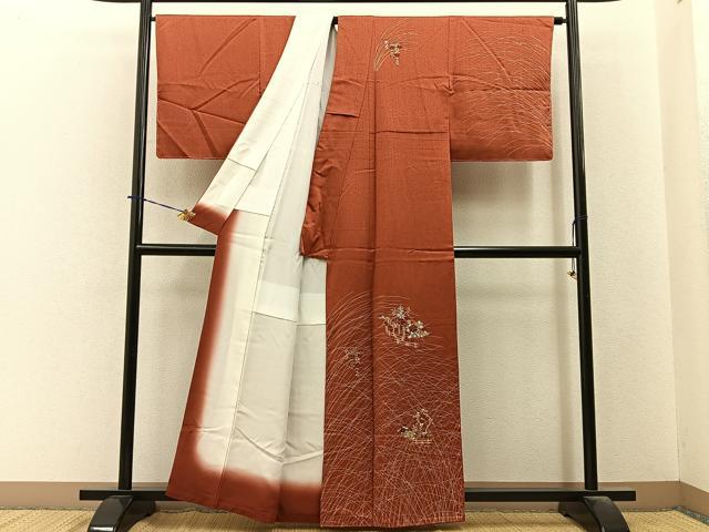 平和屋着物■訪問着　刺繍　竹垣花文　金銀彩　正絹　逸品　BAAY6351hj