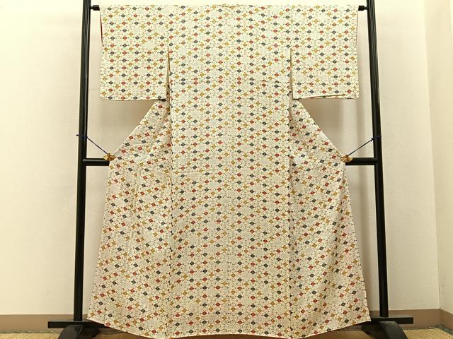 平和屋着物■上質な小紋　花菱文　正絹　逸品　BAAY6356hj