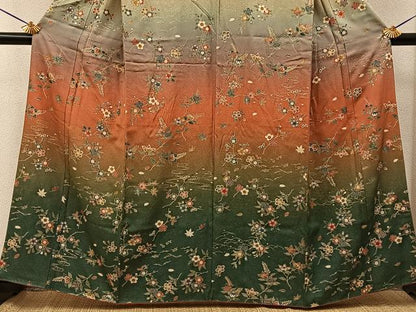平和屋着物■訪問着　流水草花文　暈し染め　金彩　正絹　逸品　BAAY6358hj